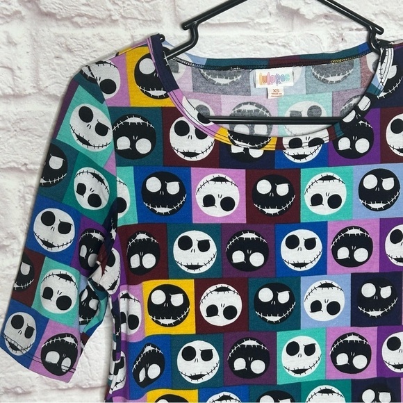 Lularoe x Disney Nightmare Before Christmas Jack Skellington Color Block Tee - Picture 5 of 10